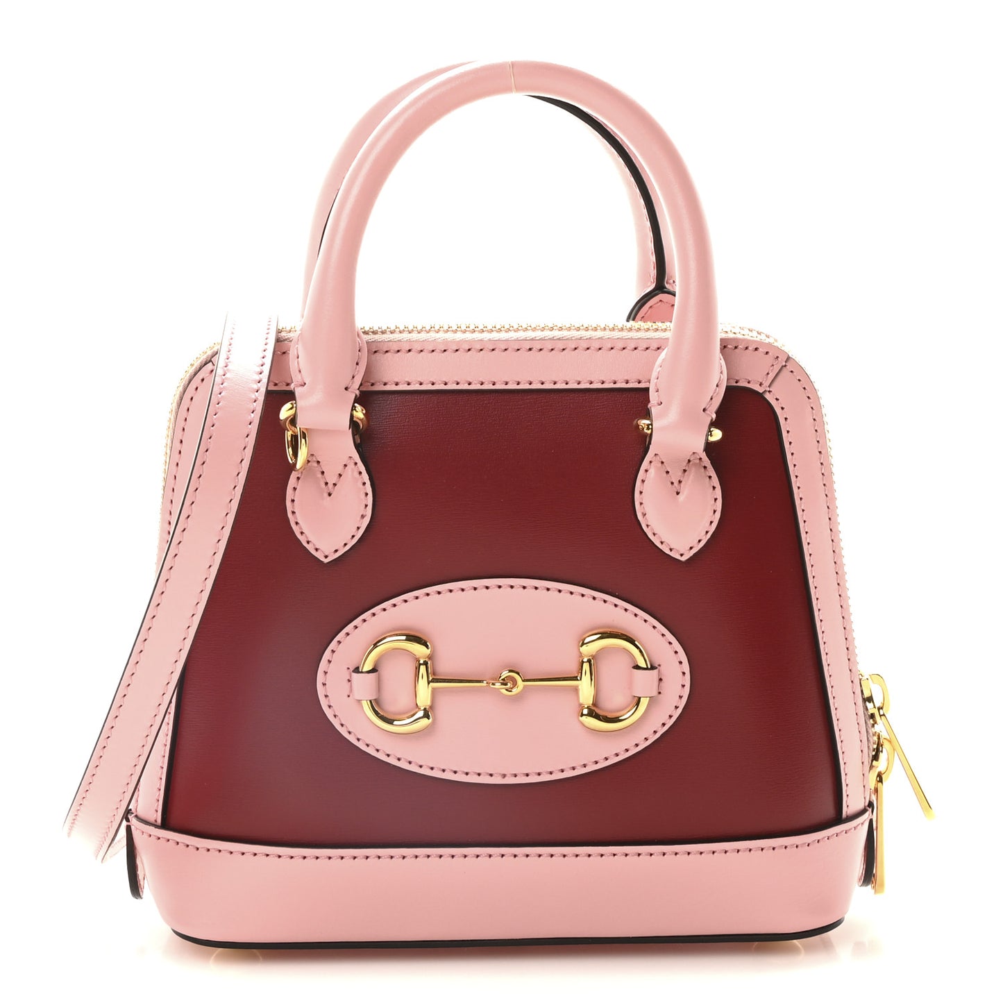Boarded Plutone Calfskin Mini Horsebit 1955 Top Handle Bag Pink Red