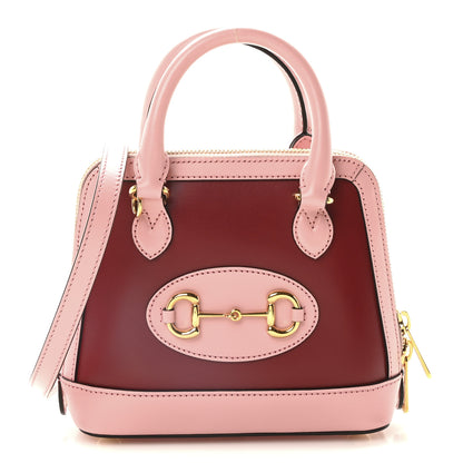 Gucci Boarded Plutone Calfskin Mini Horsebit 1955 Top Handle Bag Pink Red 1 of 11