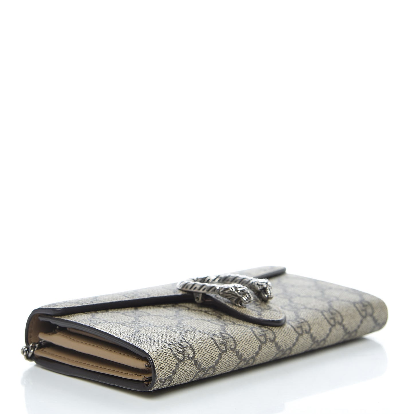 GG Supreme Monogram Dionysus Chain Clutch Wallet Beige Taupe