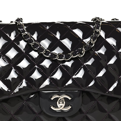 Chanel Patent Quilted Jumbo Single Flap Dark Purple 7 of 9