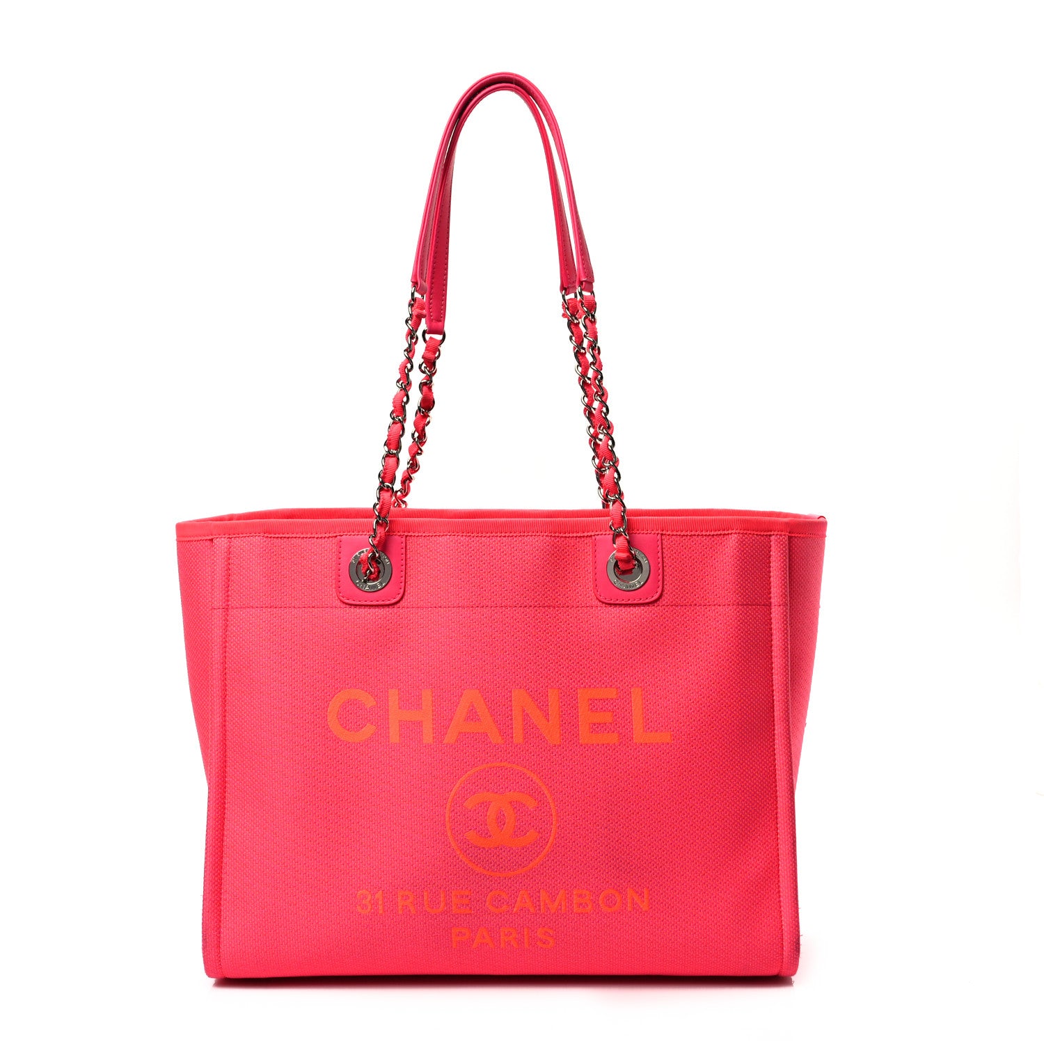 Chanel Mixed Fibers Small Deauville Tote Pink Orange 1 of 10