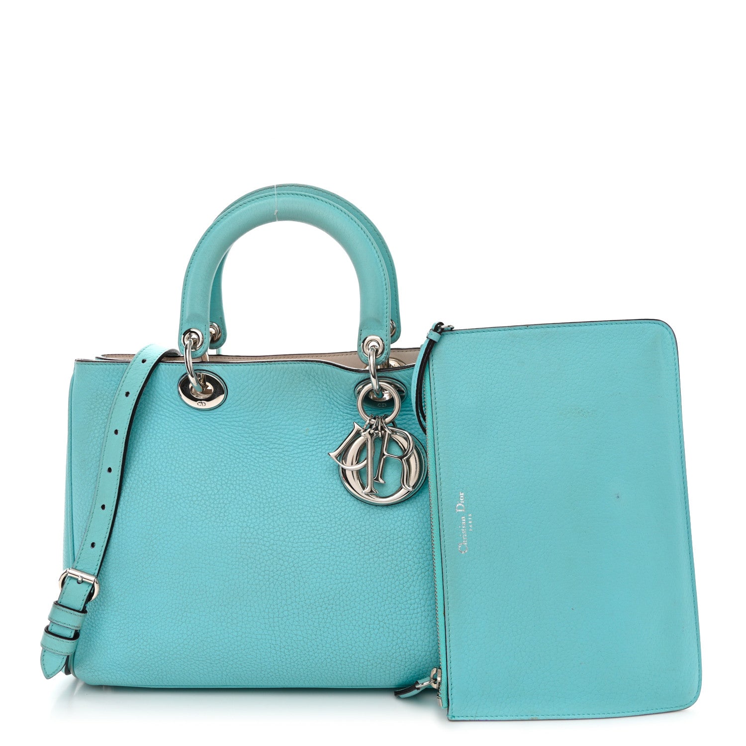 Christian Dior Bullcalf Medium Diorissimo Tote Light Blue 3 of 21