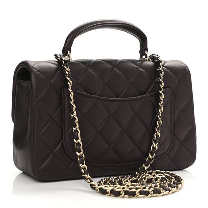 Chanel Iridescent Lambskin Quilted Mini Top Handle Rectangular Flap Burgundy 3 of 11