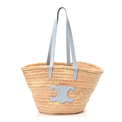Celine Raffia Calfskin Triomphe Medium Panier Soft Blue 1 of 9