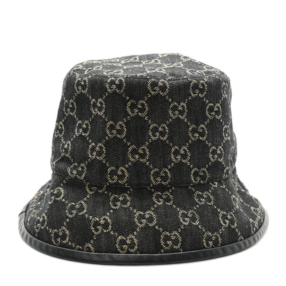 Gucci Jacquard Denim GG Monogram Oscar Bucket Hat M Black Ivory 4 of 10