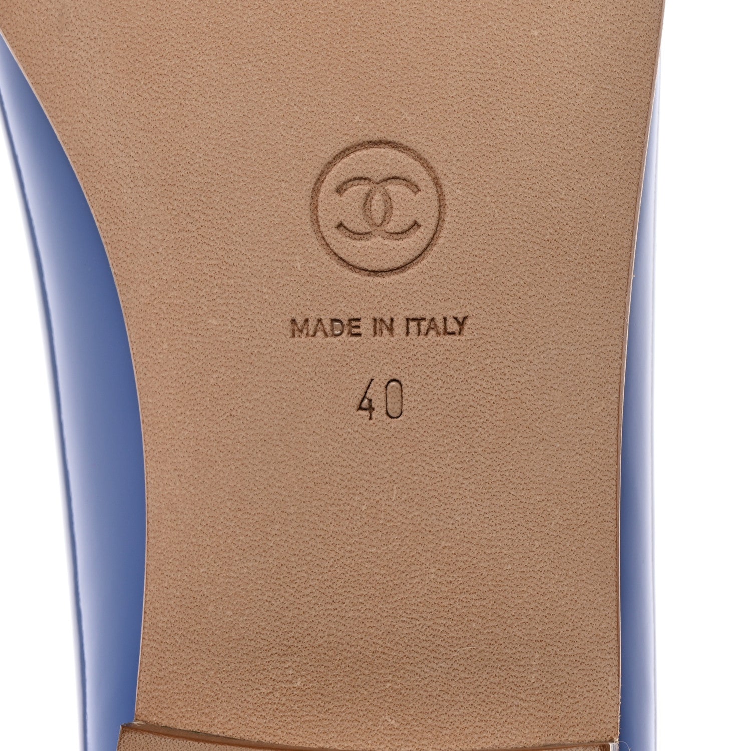 Chanel Patent Calfskin CC Cap Toe Ballerina Flats 40 Blue 8 of 9