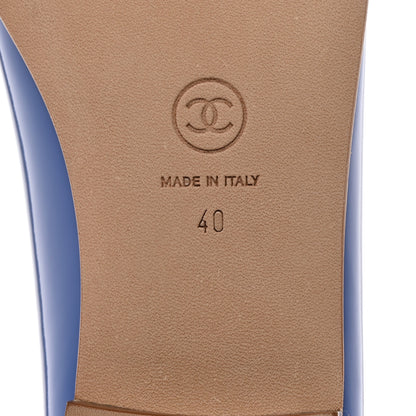 Chanel Patent Calfskin CC Cap Toe Ballerina Flats 40 Blue 8 of 9