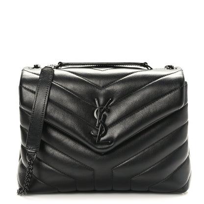 Saint Laurent Calfskin Y Quilted Monogram Monochrome Small Loulou Chain Satchel Black 1 of 8