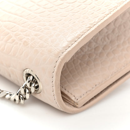 Saint Laurent Calfskin Crocodile Embossed Small Classic Monogram Kate Tassel Satchel Crema Soft 20 of 22