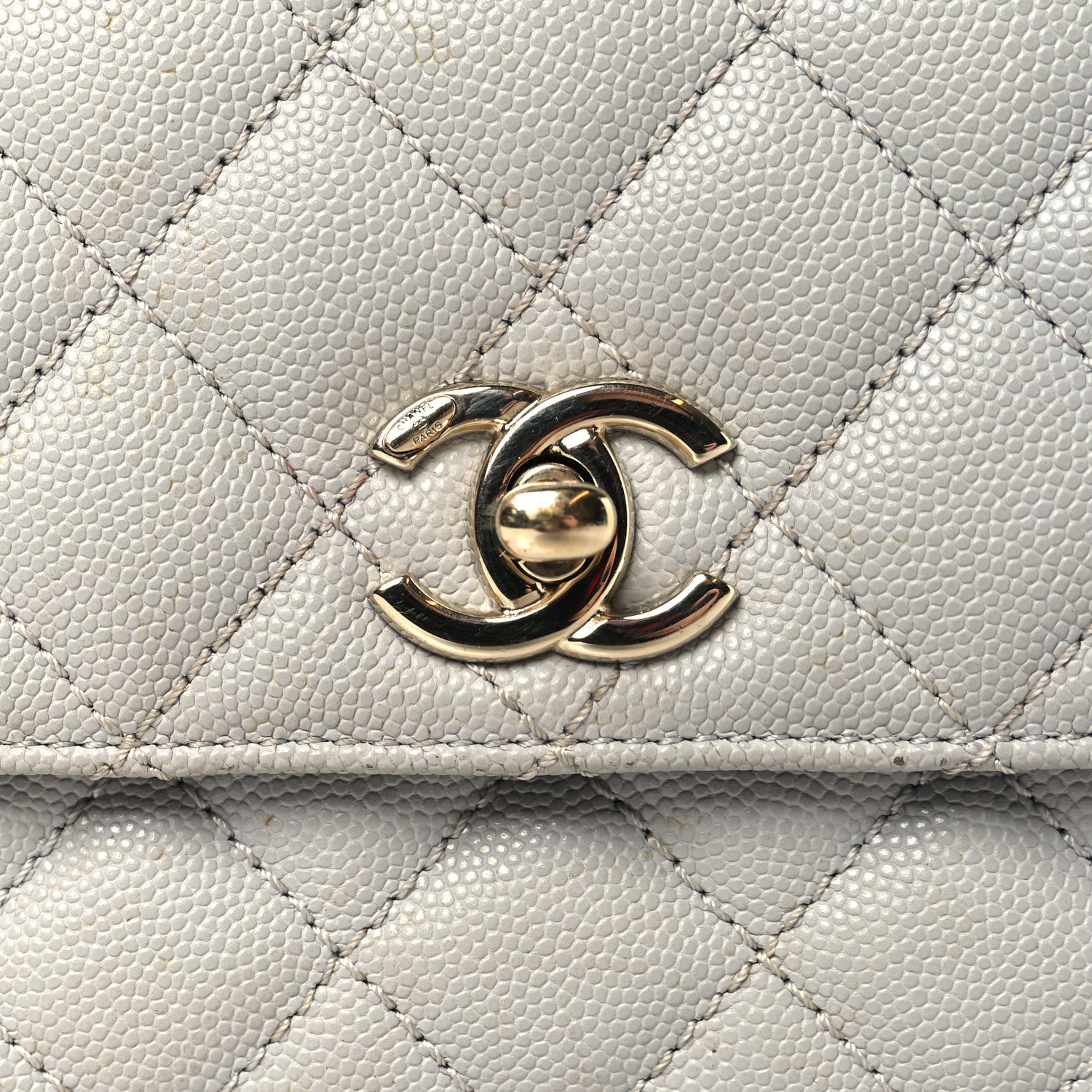 Chanel Caviar Quilted Mini Coco Handle Flap Light Grey 11 of 14