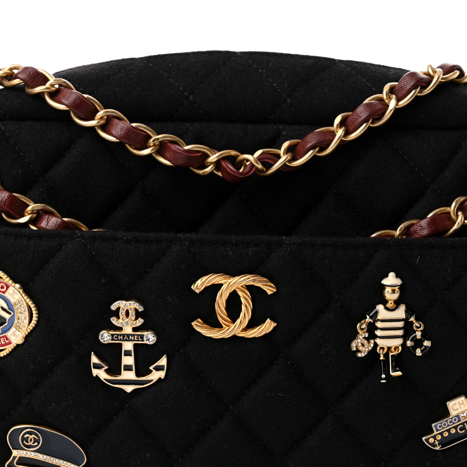 Chanel Felt Quilted Paris-Hamburg Charms Camera Case Dark Navy 8 of 10