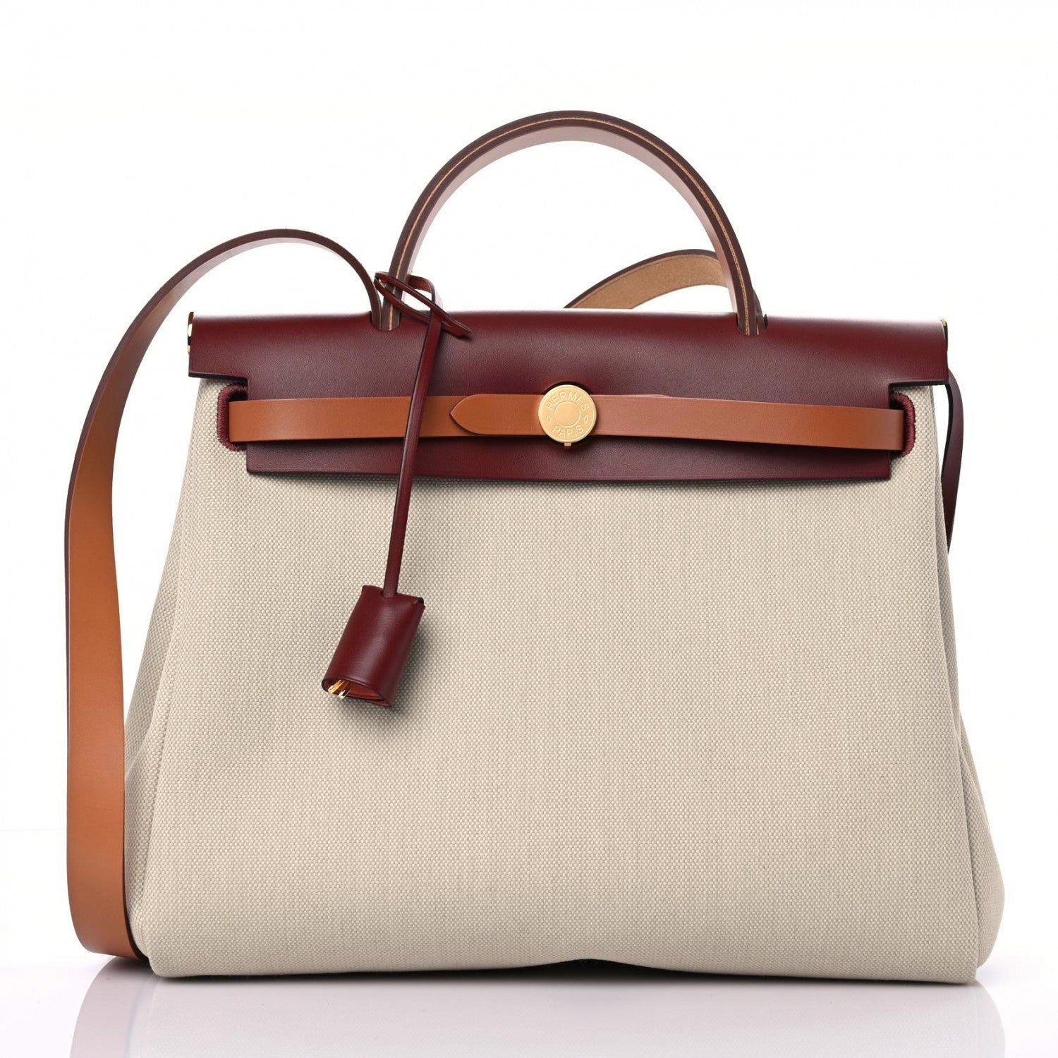 Hermes Military Toile Vache Hunter Herbag Zip 31 PM Beton Rouge H Fauve 3 of 11