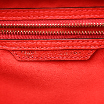 Celine Drummed Calfskin Mini Luggage Coquelicot 6 of 10