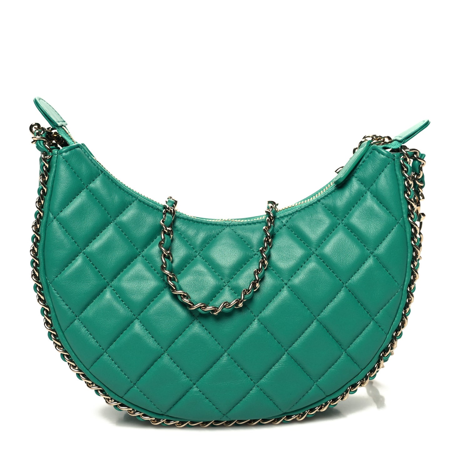 Lambskin Quilted Small Hobo Bag Green