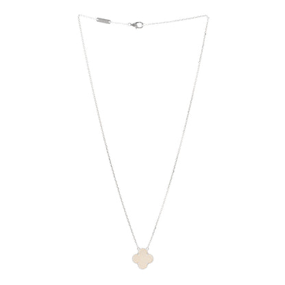 Van Cleef & Arpels 18K White Gold Mother Of Pearl Vintage Alhambra Pendant Necklace 3 of 6