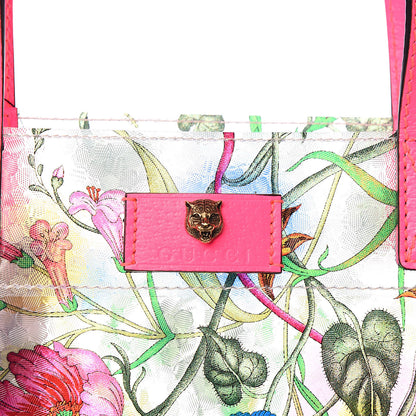 Gucci Calfskin Textured Vinyl Print Flora Tote Fluorescent Fuchsia 10 of 10
