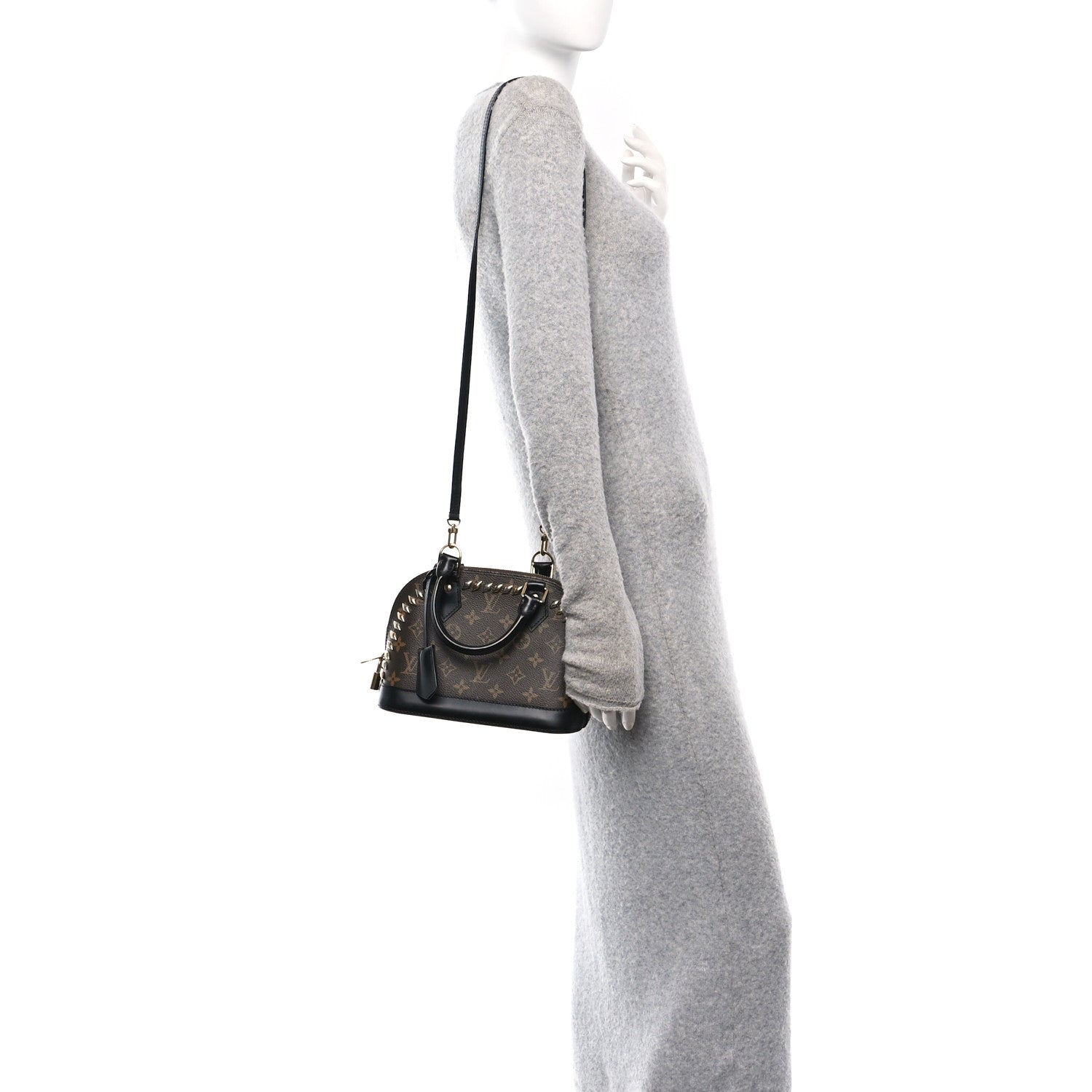 Louis Vuitton Monogram Macassar Studded Alma BB 2 of 9