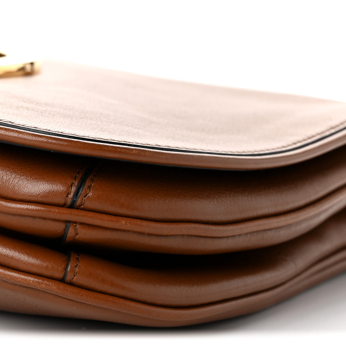 Roxy Calfskin Web Medium Blondie Shoulder Flap Bag Cuir