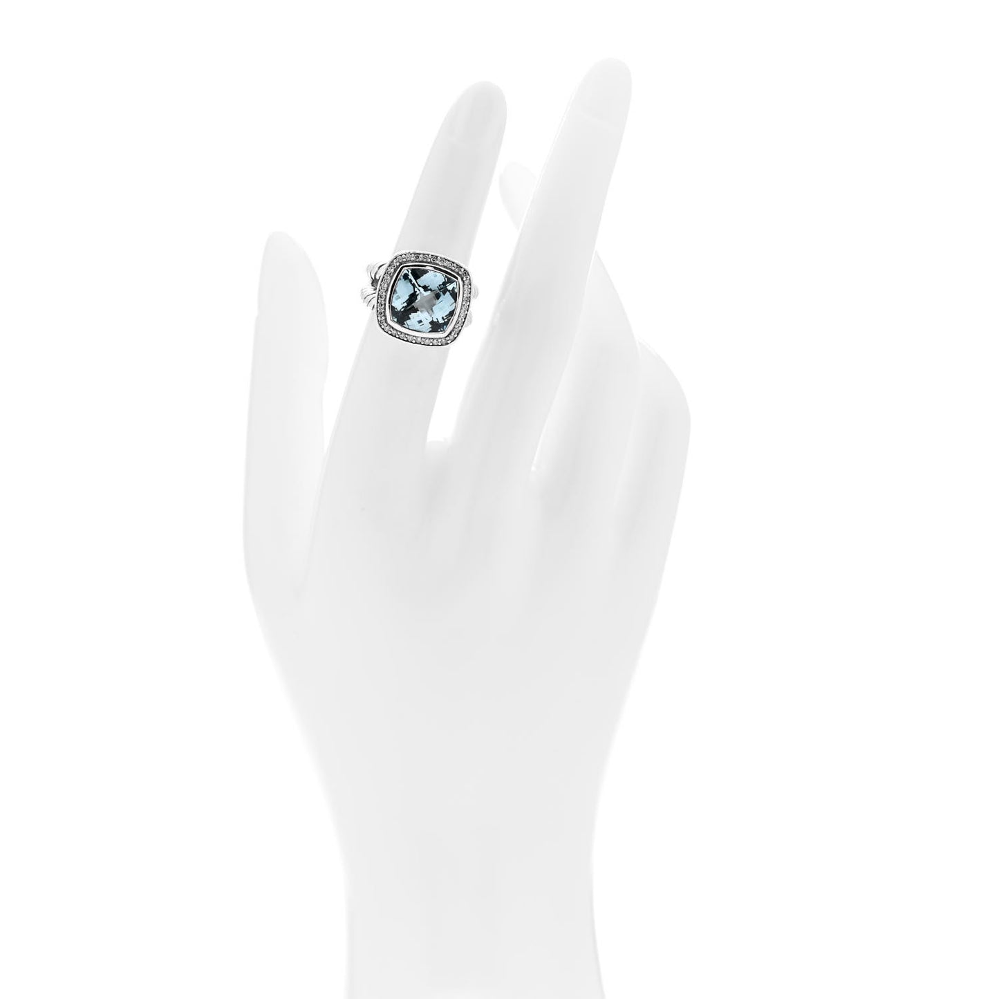 Sterling Silver Diamond Blue Topaz 11mm Albion Ring 49 5