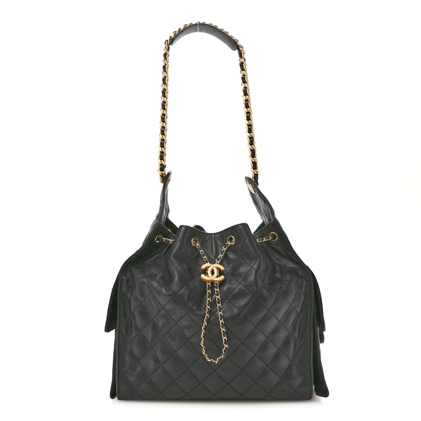 Caviar Quilted Medium Chanel 25 Handbag Black