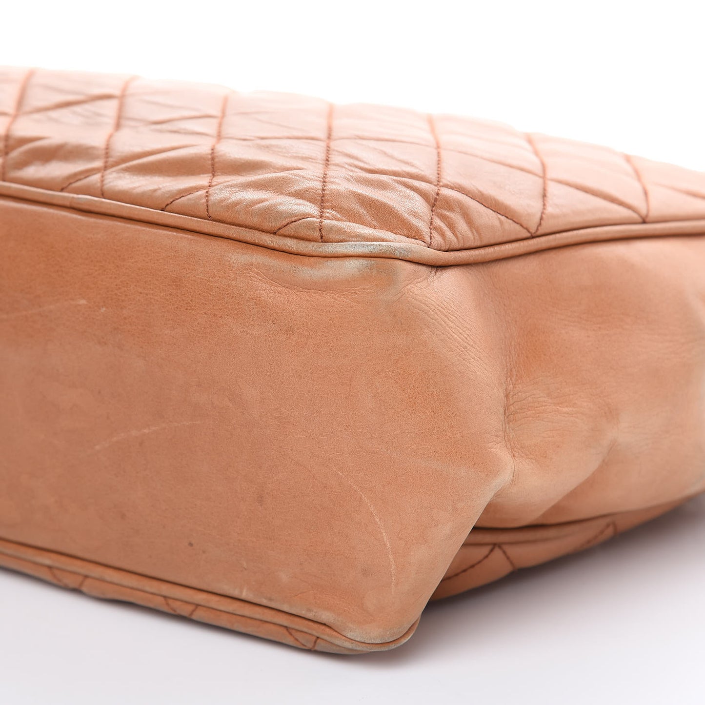 Lambskin Quilted Shopping Tote Brown