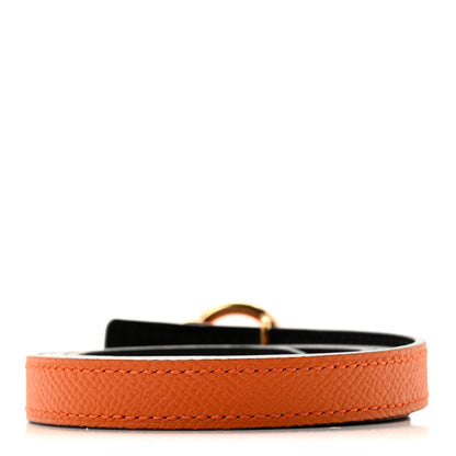 Hermes Swift Epsom 13mm Clou de Selle Belt 80 Black Orange 2 of 5