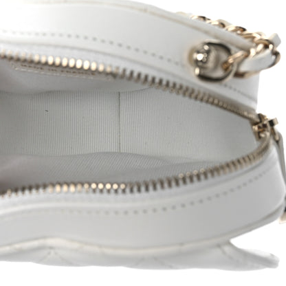 Chanel Lambskin Quilted CC In Love Heart Clutch With Chain White 5 of 9