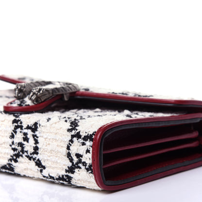 Gucci Tweed GG Monogram Mini Dionysus Chain Wallet White Black Romantic Cherry 8 of 12