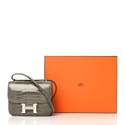 Hermes Shiny Alligator Constance 18 Gris Tourterelle 9 of 9