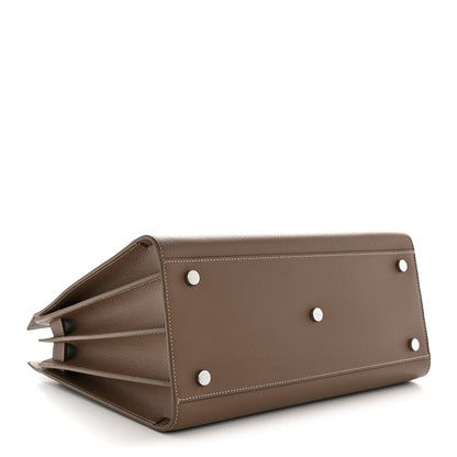 Saint Laurent Grained Calfskin Topstitch Small Classic Sac De Jour Taupe 4 of 13