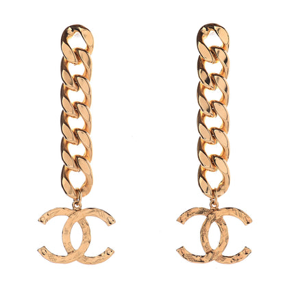 Chanel Metal CC Pick Drop Earrings Gold 1 of 5