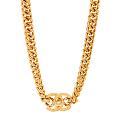Chanel Chain Link CC Turn Lock Choker Necklace Gold Gold 1 of 6