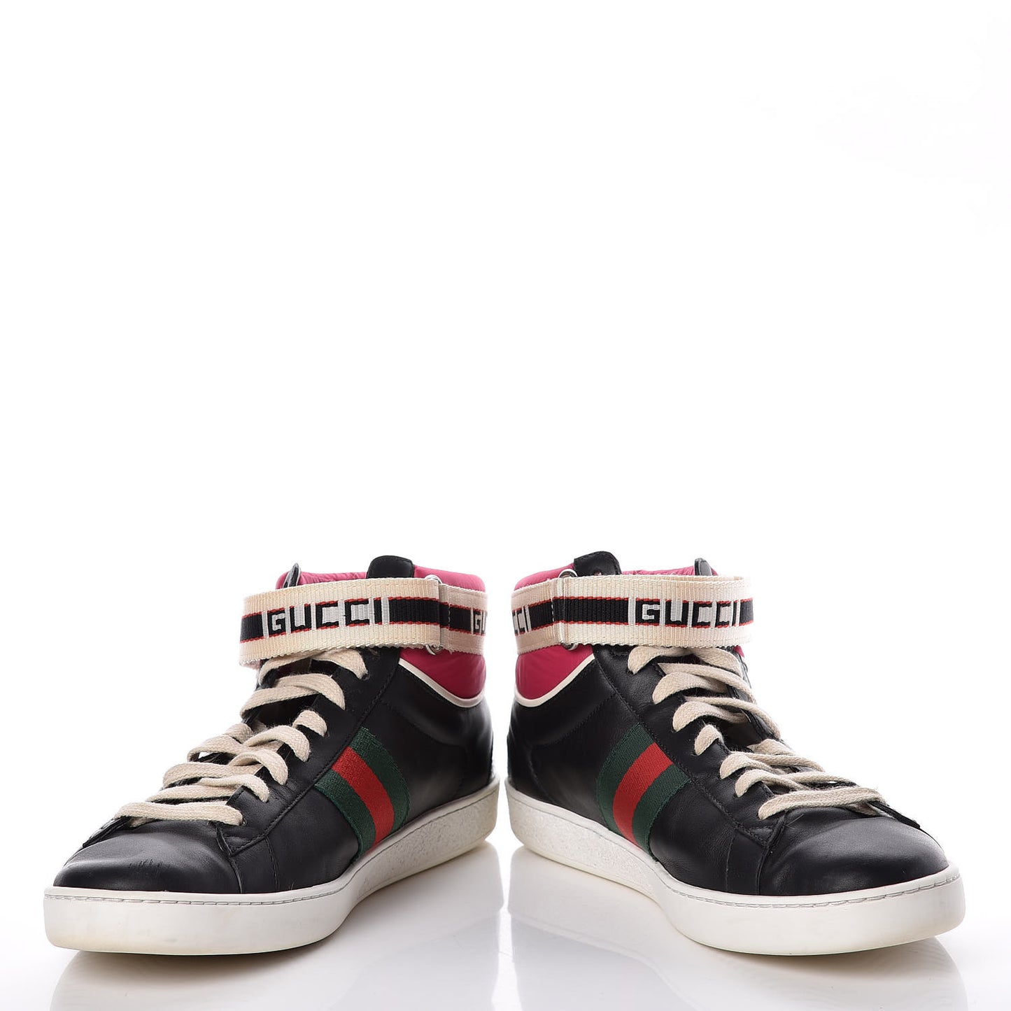 Calfskin Ayers Web New Ace Stripe High Top Sneakers 39.5 Black