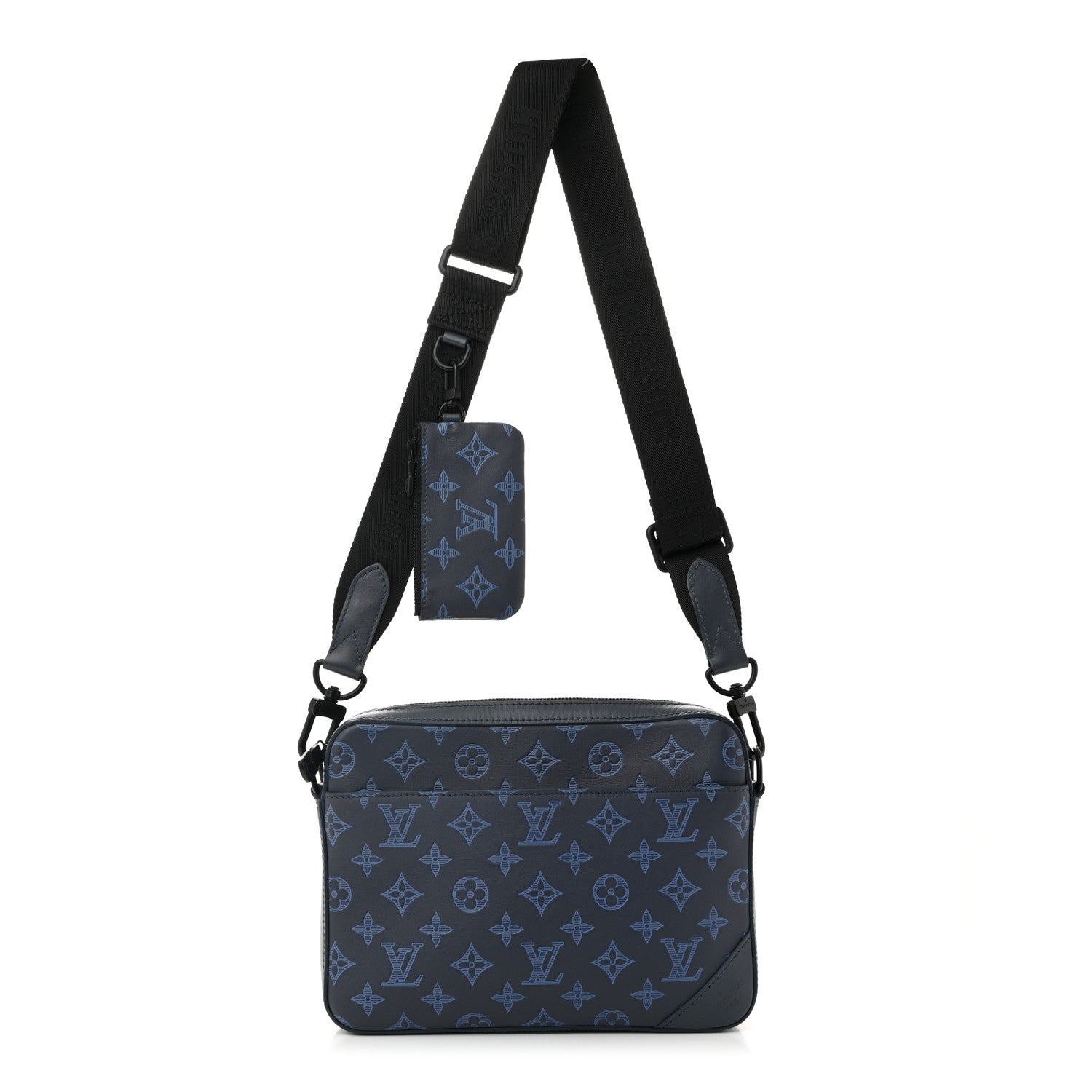 Louis Vuitton Calfskin Monogram Shadow Trio Messenger Navy River Blue 1 of 10