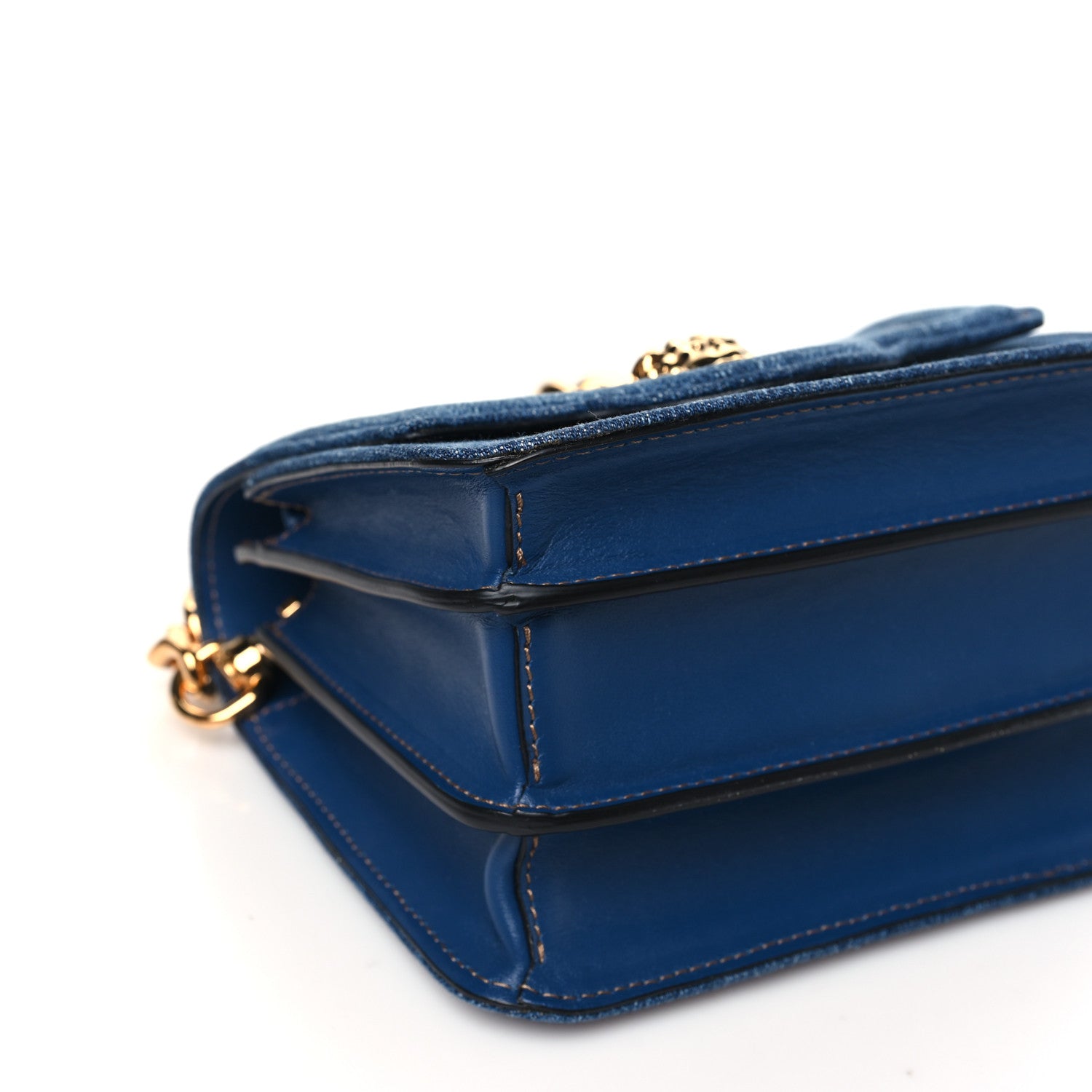 Versace Denim La Medusa Chain Shoulder Bag Navy Blue 8 of 9