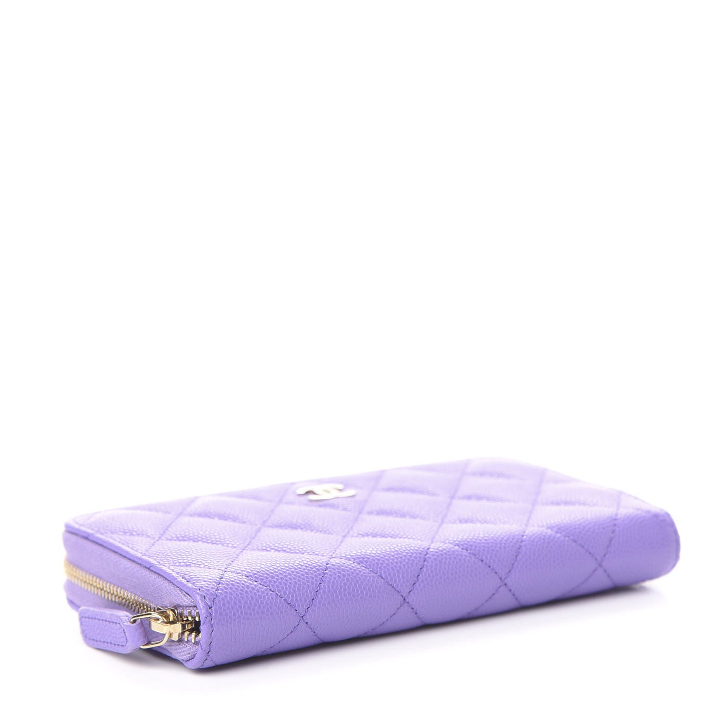 Caviar Quilted Large Gusset Zip Around Wallet Purple