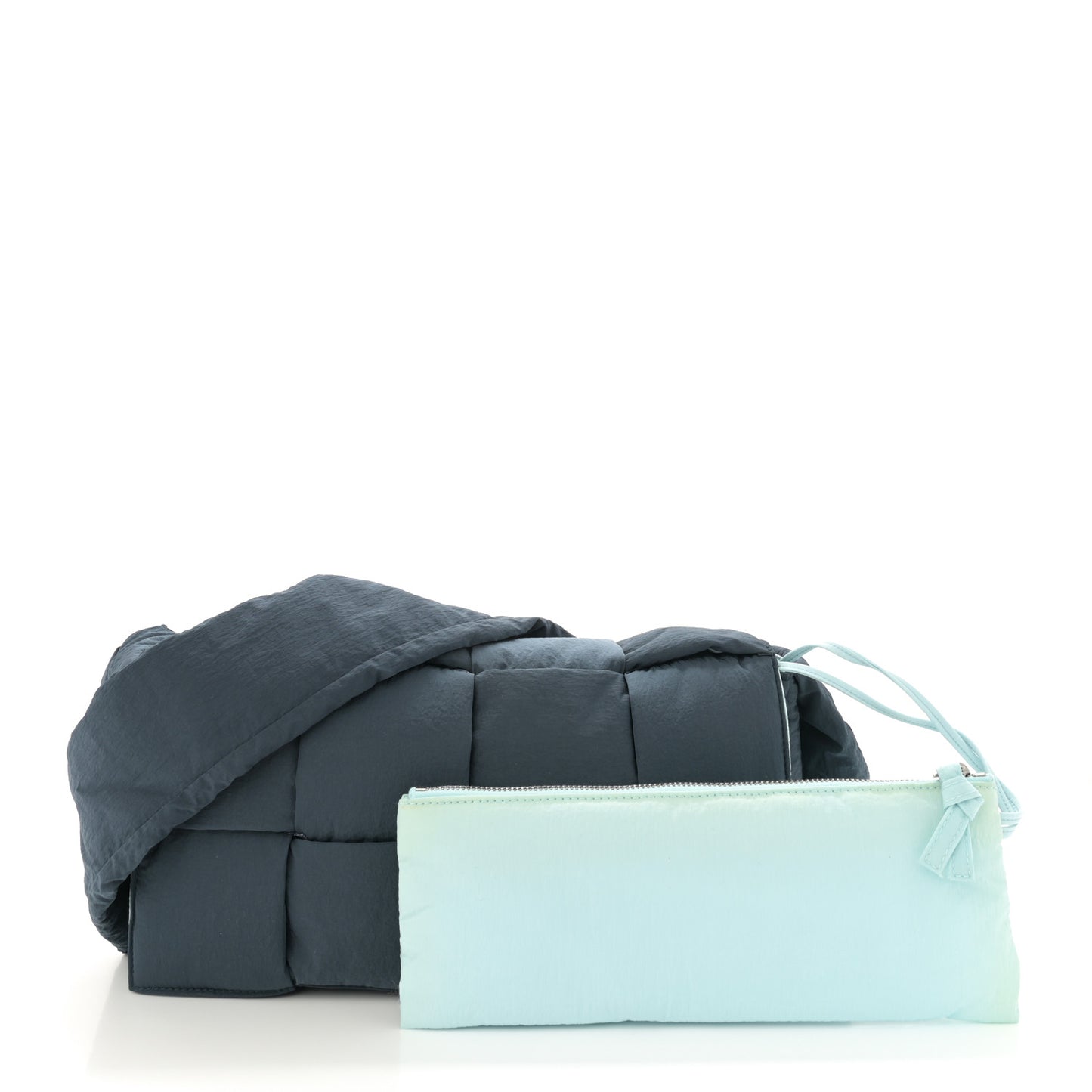 Nylon Intrecciato Padded Tech Cassette Bag Deep Blue Pale Blue