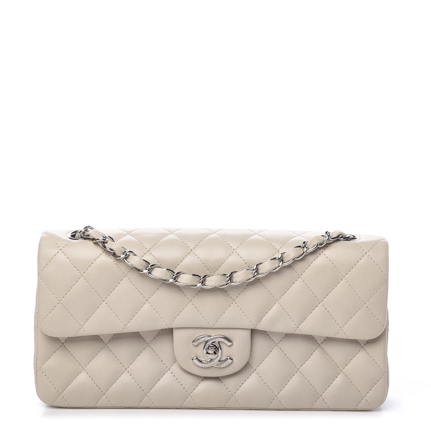 Lambskin Quilted East West Flap White