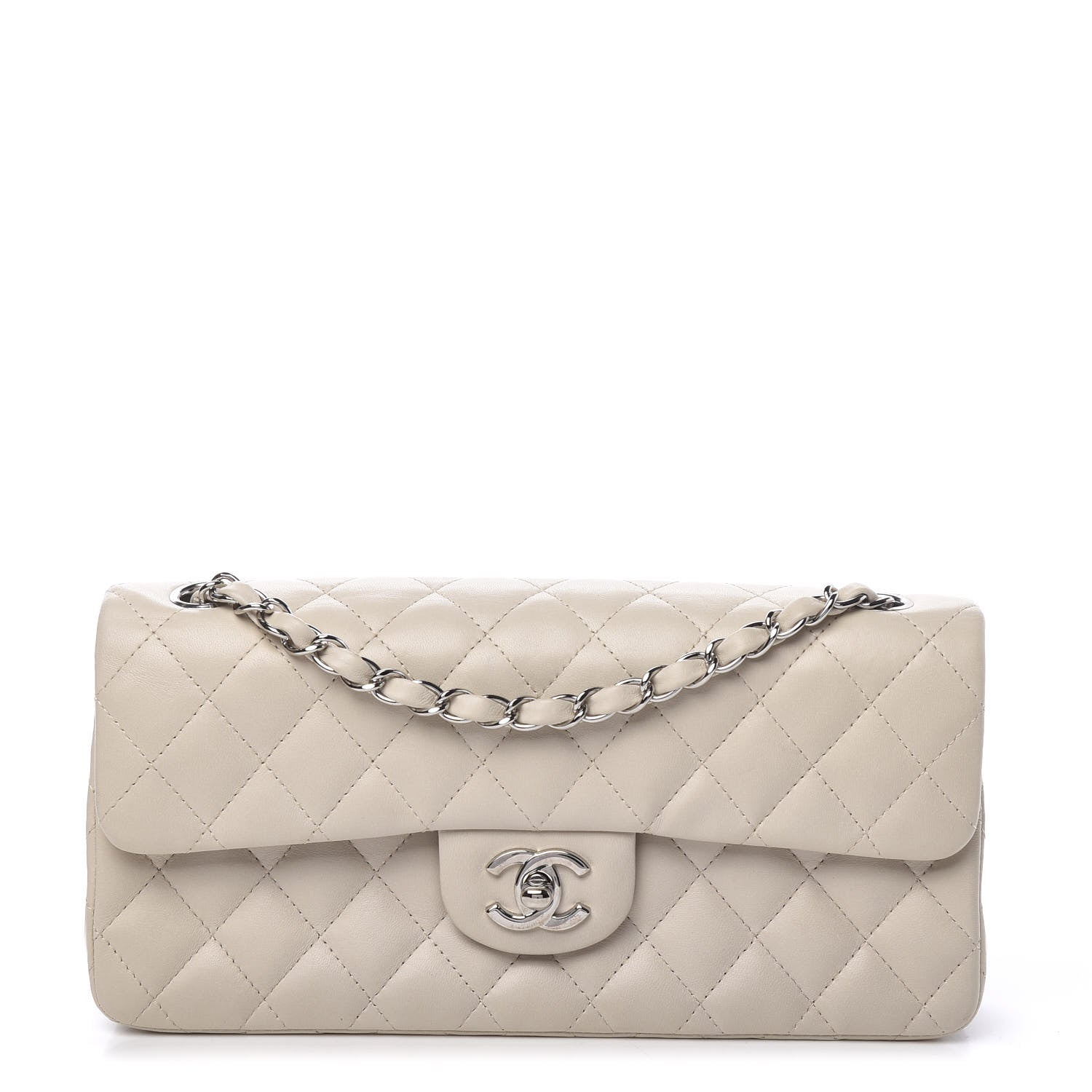 Chanel Lambskin Quilted East West Flap White 1 of 9