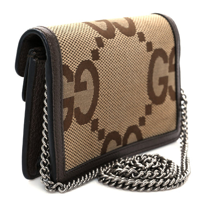 Gucci Monogram Jumbo GG Textured Dollar Calfskin Super Mini Dionysus Shoulder Bag Camel Ebony New Acero 3 of 10
