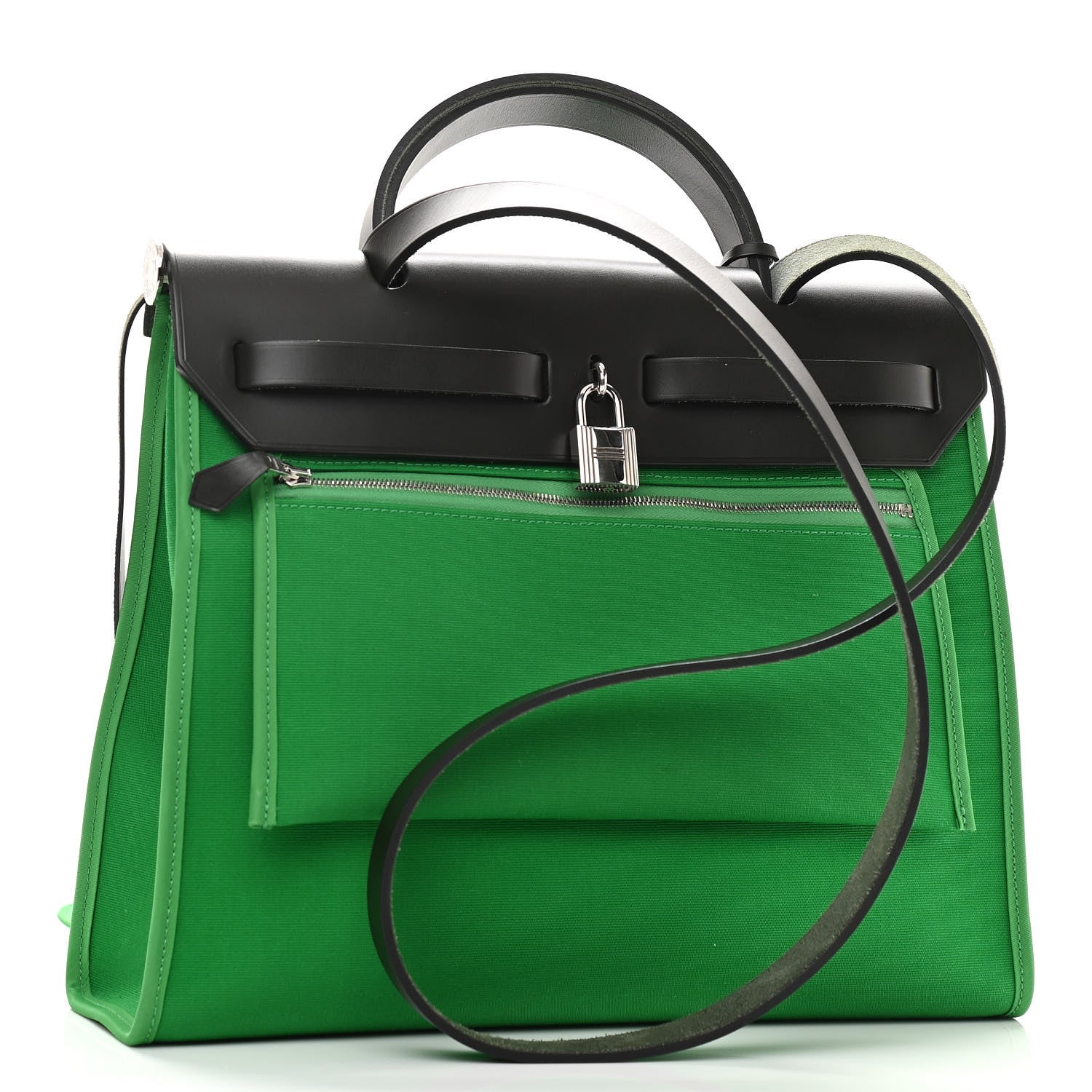 Hermes Vache Hunter Toile Herbag Zip 31 PM Bambou Kaki 4 of 12