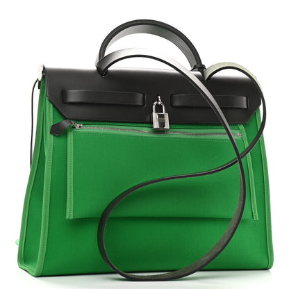 Hermes Vache Hunter Toile Herbag Zip 31 PM Bambou Kaki 4 of 12