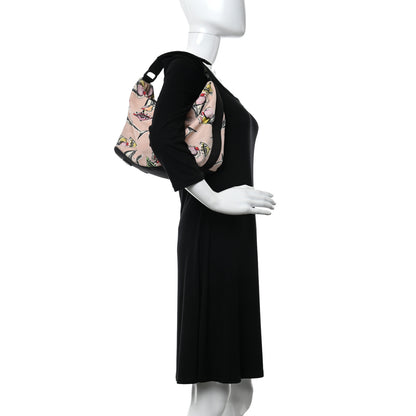 Chanel Cotton Canvas Printed Hobo Pink Multicolor 3 of 14