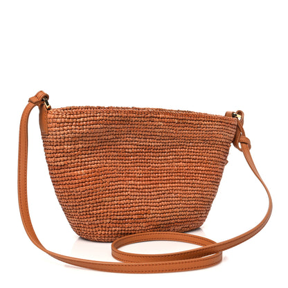 Loewe Raffia Calfskin Slit Pochette Bag Honey Gold 3 of 10