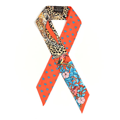 Hermes Silk Jungle Love Love Twilly Orange Bleu Brun 1 of 3