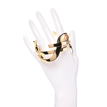 Saint Laurent Brass Monogram Medium Cuff Bracelet Gold 2 of 5