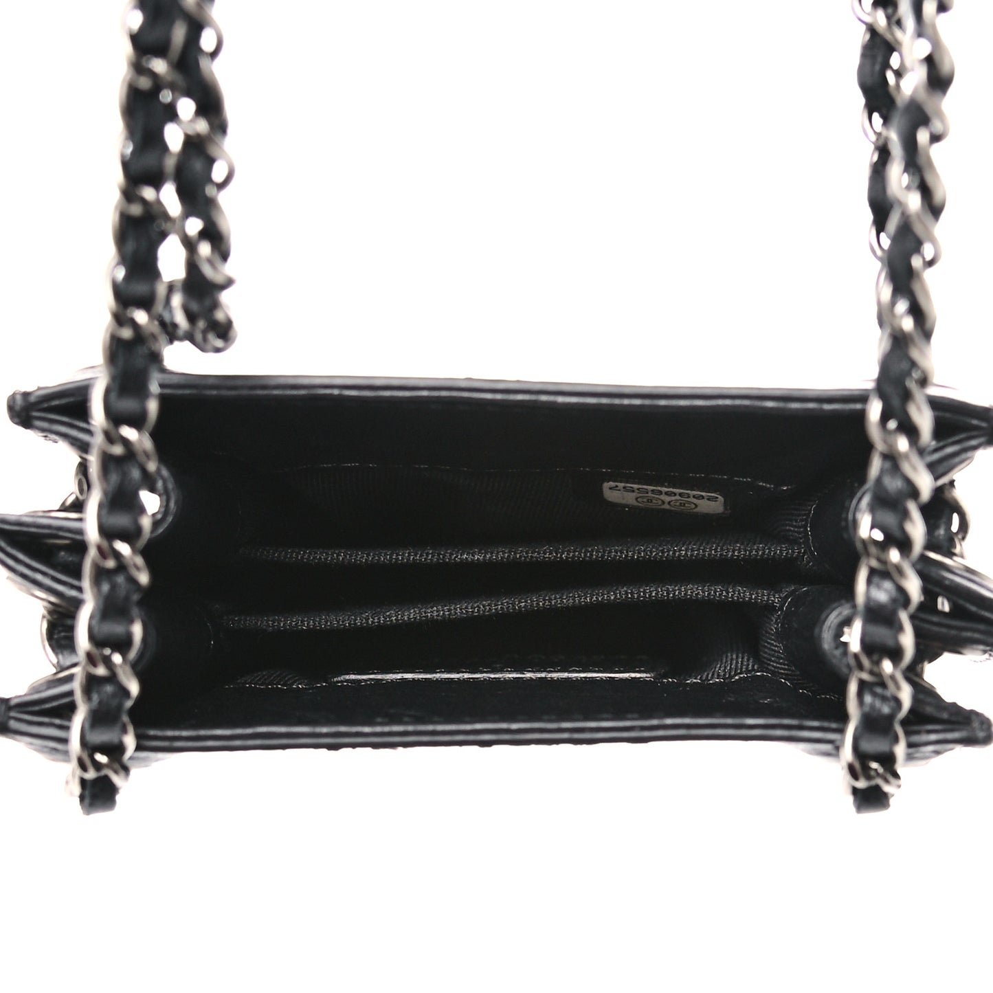 Calfskin CC Phone Holder Crossbody Black