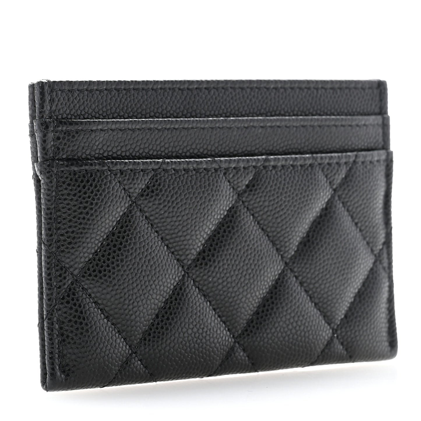 Caviar Quilted Textured CC Card Holder Black
