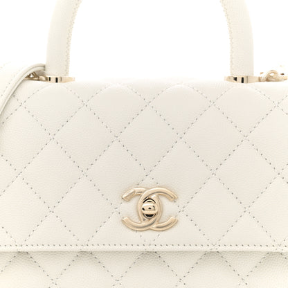 Chanel Caviar Quilted Mini Coco Handle Flap White 8 of 12