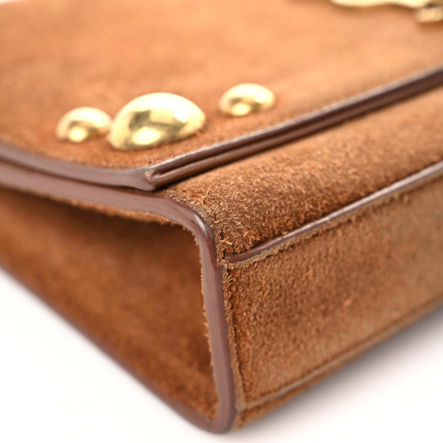 Suede Studded Medium Classic Monogram Kate Tassel Satchel Light Ochre